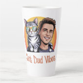 Cooler Cat Vater Vibes T - Shirt Retro Style Funny Milchtasse (Vorderseite)