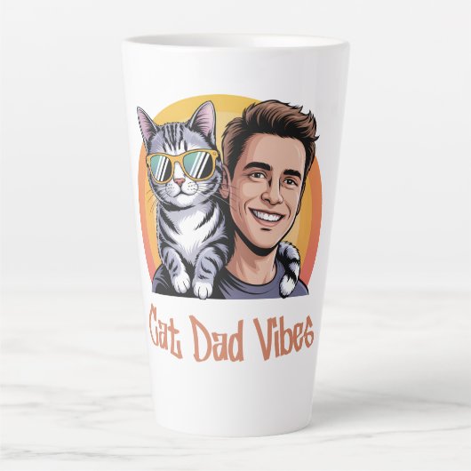 Cooler Cat Vater Vibes T - Shirt Retro Style Funny Milchtasse (Vorderseite)
