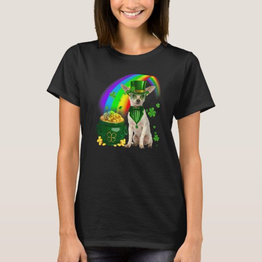 Cooler Chihuahua Dog Leprechauns Kleeblatt Clover  T-Shirt (Vorderseite)