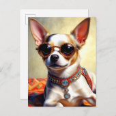 Cooler Chihuahua-Hund mit Sonnenbrille Postkarte (Vorne/Hinten)