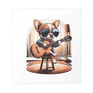 Cooler Chihuahua spielt Gitarre Notizblock