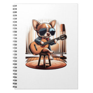 Cooler Chihuahua spielt Gitarre Notizblock