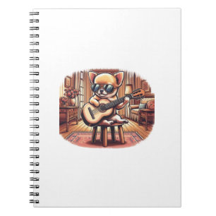 Cooler Chihuahua spielt klassische Gitarre Notizblock