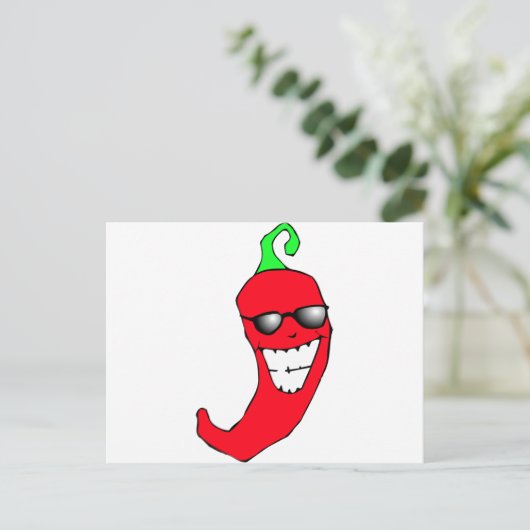 Cooler Chili Pepper Postkarte (Stehend Vorderseite)
