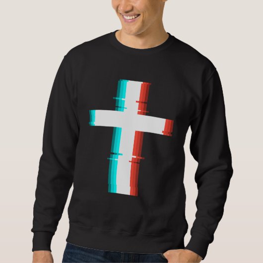 Cooler Christlicher, moderner Glitch-Effekt Sweatshirt (Vorderseite)