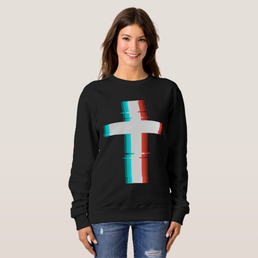 Cooler Christlicher, moderner Glitch-Effekt Sweatshirt (Vorne ganz)
