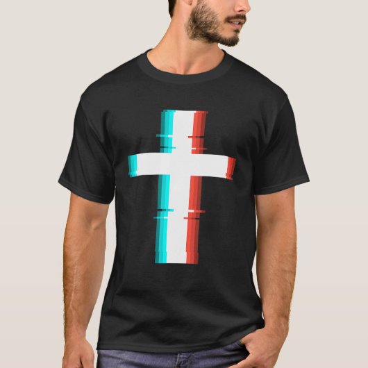 Cooler Christlicher, moderner Glitch-Effekt T-Shirt (Vorderseite)