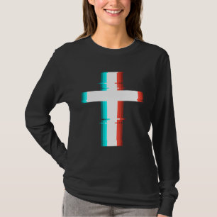 Cooler Christlicher, moderner Glitch-Effekt T-Shirt