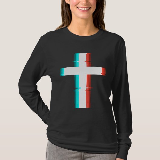 Cooler Christlicher, moderner Glitch-Effekt T-Shirt (Vorderseite)