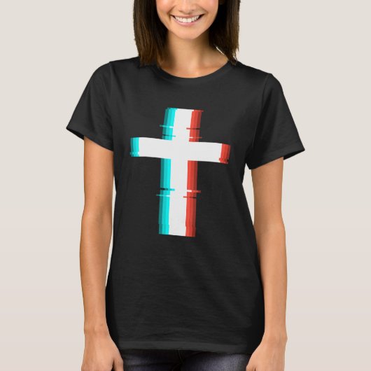 Cooler Christlicher, moderner Glitch-Effekt T-Shirt (Vorderseite)