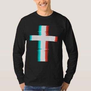 Cooler Christlicher, moderner Glitch-Effekt T-Shirt