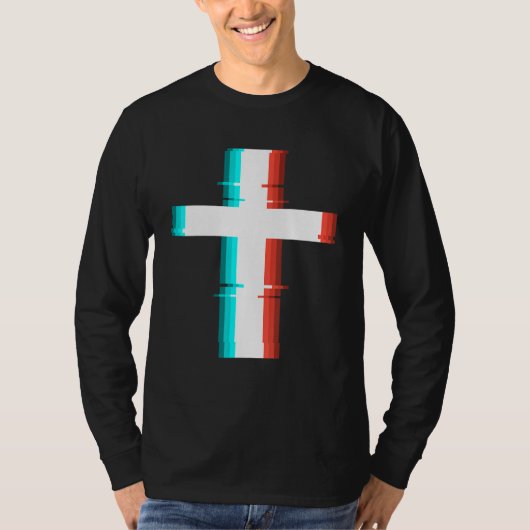 Cooler Christlicher, moderner Glitch-Effekt T-Shirt (Vorderseite)