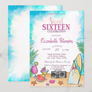 Cooler Cocktail Früchte Strand Sommer Sweet 16 Par Einladung