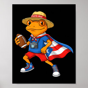 Cooler Coqui-Frosch Puerto Rico-Flagge lustiger Fu Poster