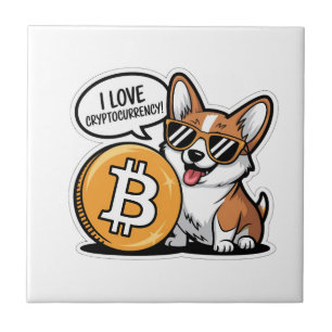Cooler Corgi liebt Kryptowährung Fliese