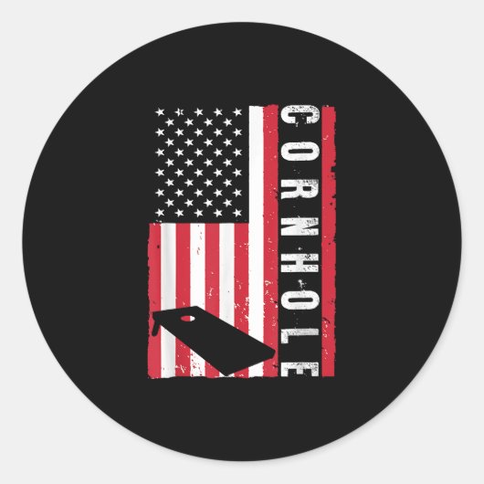 Cooler Cornhole Art amerikanischer Flag Mais Hole  Runder Aufkleber (Vorderseite)