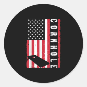 Cooler Cornhole Art amerikanischer Flag Mais Hole  Runder Aufkleber