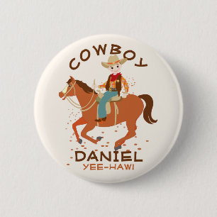 Cooler Cowboy und Pferd Geburtstagsparty Button