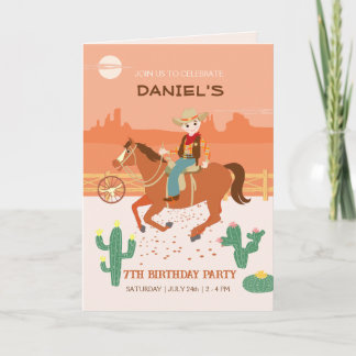 Cooler Cowboy und Pferd Geburtstagsparty Einladung
