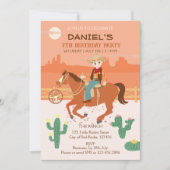 Cooler Cowboy und Pferd Geburtstagsparty Einladung (Vorderseite)
