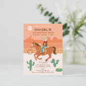 Cooler Cowboy und Pferd Geburtstagsparty Einladungspostkarte (Stehend Vorderseite)