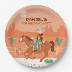Cooler Cowboy und Pferd Geburtstagsparty Pappteller