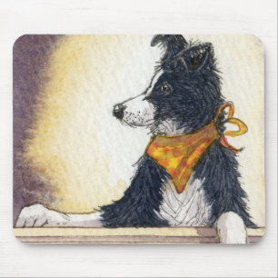 Cooler Cowboycollie behält sorgfältig ein Auge Mousepad
