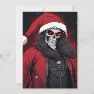 Cooler Creepy Anime Cartoon Santa Skull Zombie Däm Feiertagskarte