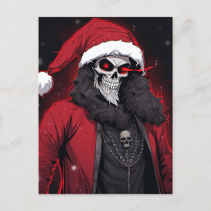 Cooler Creepy Anime Cartoon Santa Skull Zombie Däm Feiertagspostkarte