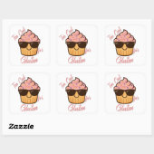 Cooler Cupcake Quadratischer Aufkleber (Blatt)
