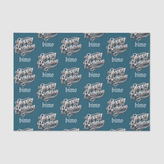 cooler cyan glücklicher Geburtstag elegant und lux Seidenpapier (Vorderseite)