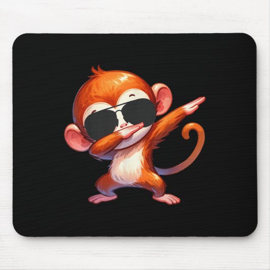 Cooler Dab-Affe mit Sungles-Cartoon-Spaß Mousepad (Vorne)