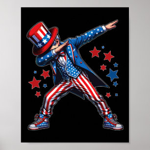 Cooler Dabbing-Junge 4. Juli Amerikanische Flagge Poster