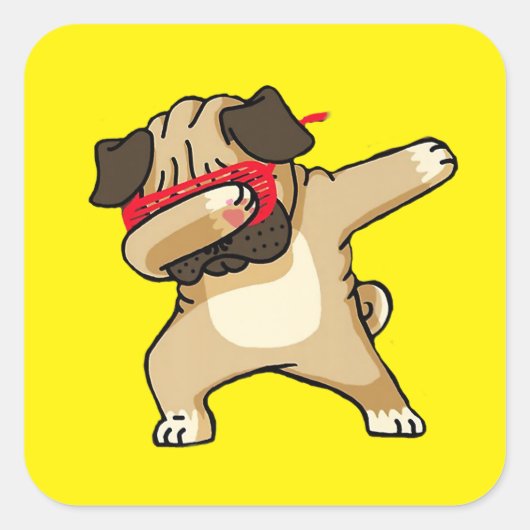 Cooler Dabbing Mops Dog Dance Quadratischer Aufkleber (Vorderseite)