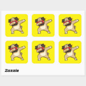 Cooler Dabbing Mops Dog Dance Quadratischer Aufkleber (Blatt)