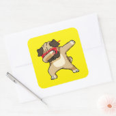 Cooler Dabbing Mops Dog Dance Quadratischer Aufkleber (Umschlag)