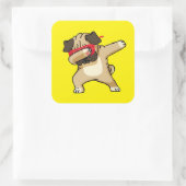 Cooler Dabbing Mops Dog Dance Quadratischer Aufkleber (Tasche)