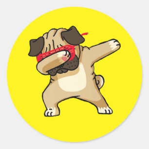Cooler Dabbing Mops Dog Dance Runder Aufkleber