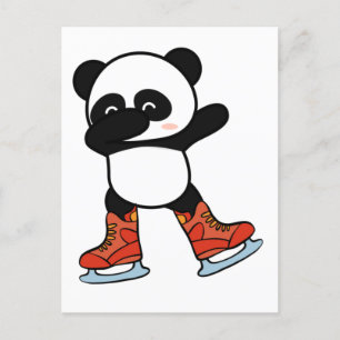 Cooler Dabbing-Panda auf Schlittschuhschuhen Postkarte