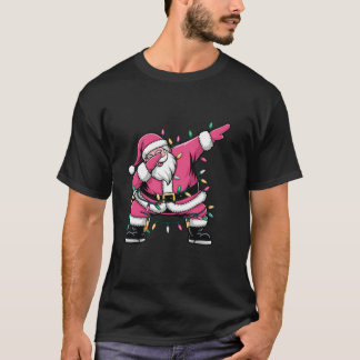 Cooler Dabbing Weihnachtsmann Rosa Weihnachtsbeleu T-Shirt