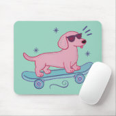 Cooler Dachshund auf Skateboard | Lustige Hunde Ku Mousepad (Mit Mouse)
