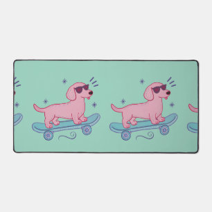 Cooler Dachshund auf Skateboard Lustige Hunde Ku Schreibtischunterlage