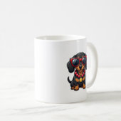 Cooler Dachshund-Hund mit Sonnenbrille und Perlen- Kaffeetasse (VorderseiteRechts)