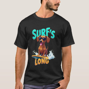 Cooler Dachshund Surfer Hund T-Shirt