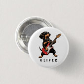 Cooler Dackel Rockt auf E-Gitarre Button (Vorne & Hinten)