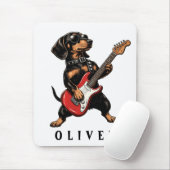 Cooler Dackel Rockt auf E-Gitarre Mousepad (Mit Mouse)