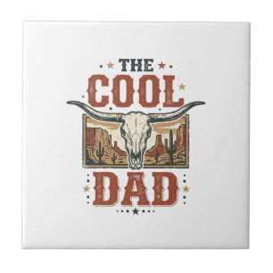 Cooler Dad Western Longhorn Schädel Vintage-Shirt Fliese