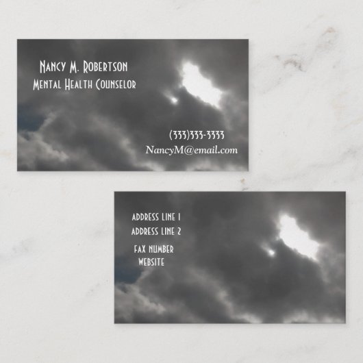 Cooler Dark Stormy Sky Print Mental Health Counsel Visitenkarte (Vorne/Hinten)