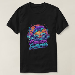Cooler Delfin Strand Endloser Sommer Retro Neon T-Shirt