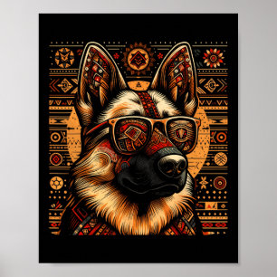 Cooler deutscher Schäferhund Dog Ethnic Art Style Poster
